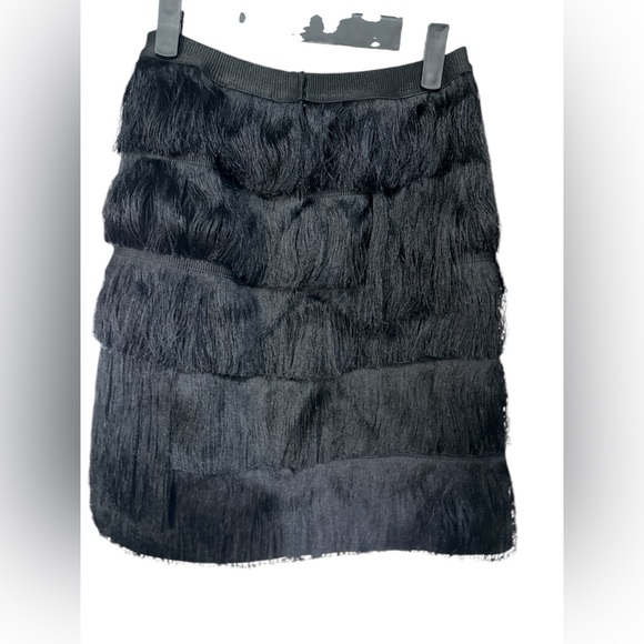 GRACE MMXIII CADENCE BLACK FRINGE LAYER STRAIGHT SKIRT size US 4 - Picture 2 of 5